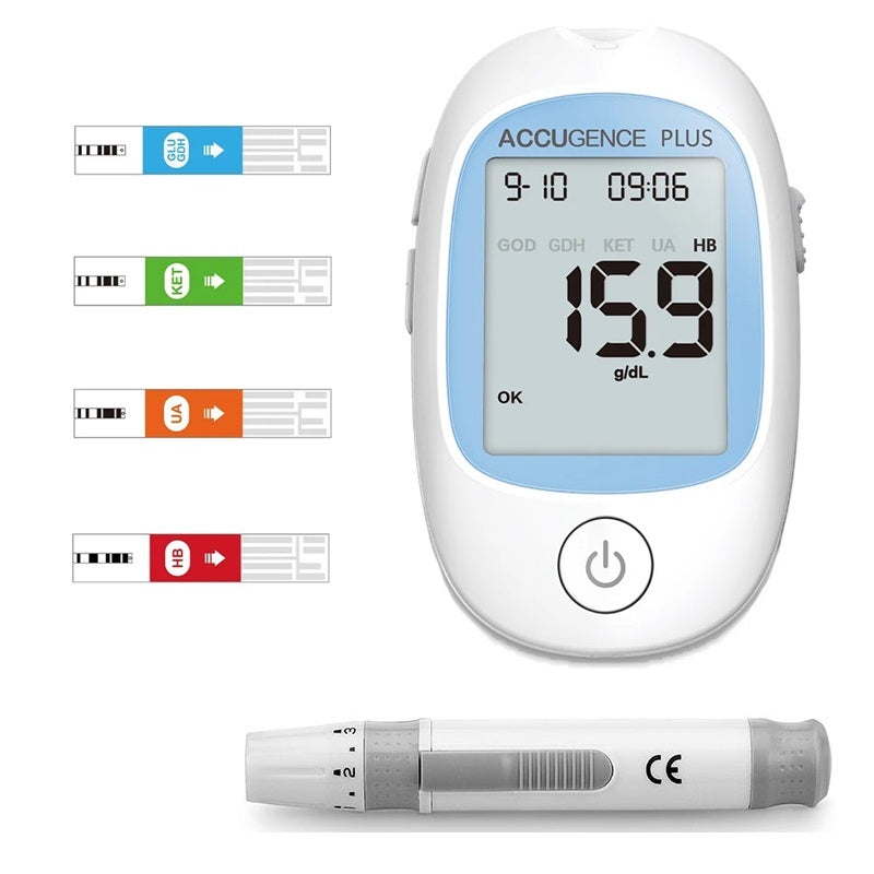 Analyseur de Sang Portable 4 en 1 (glucose, cétone, acide urique et hémoglobine)